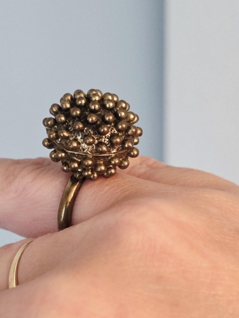 Vintage MCM Brutalist Bronze Sputnik Ring Finnish/Scandinavian Modernism